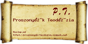 Proszonyák Teodózia névjegykártya